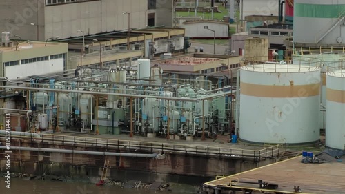 Maritime Arrival at Buenos Aires Port, Industrial Storage Tanks and Harbor Facilities, View from Vessel 