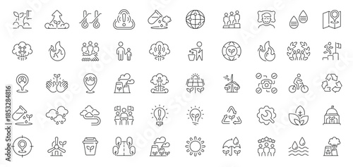 Esg icons set. editable line icons, outline, sustainability and eco.friendly symbols