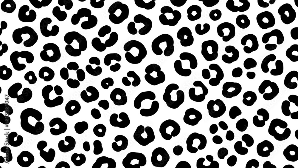 Fototapeta premium Black and white leopard print pattern with abstract spots for fashion and design