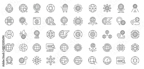 Web and seo icons set. editable line icons, outline, browser and digital marketing symbols