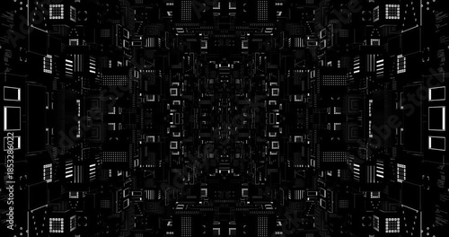 Dark Futuristic Cyber Tunnel Loop Background