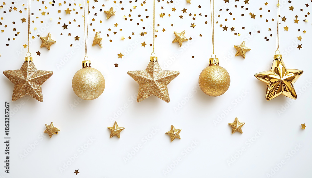 Fototapeta premium beautiful christmas decorations isolated on white background