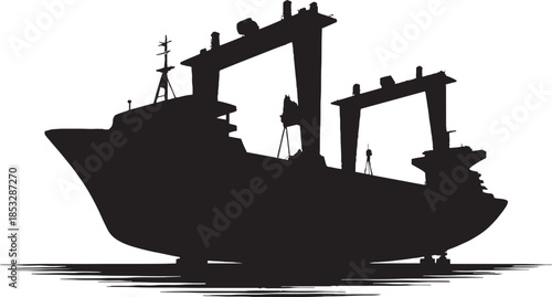 Silhouette of a Ship in a Dry Dock or Shipyard vessel