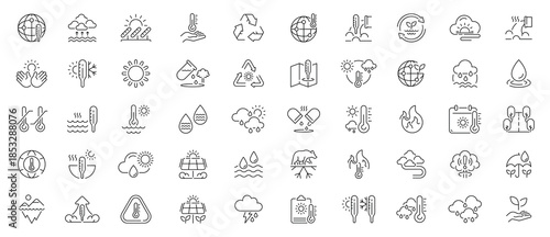 Ecosystem icons set. editable line icons, linear style, nature and environment symbols