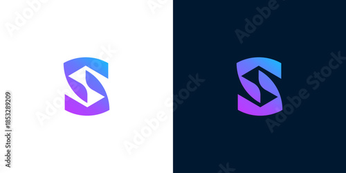Modern abstract logo design with purple and blue gradient, representing innovation and technology
