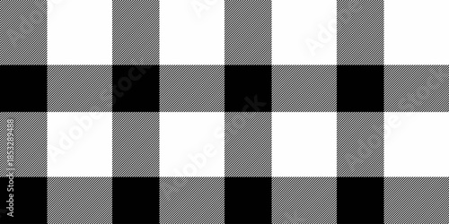 International textile background seamless, quilted texture fabric tartan. Strip plaid vector pattern check in white and black colors.