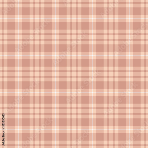 Periodic plaid check textile, rectangle tartan texture background. Duvet cover fabric seamless vector pattern in light and red colors.