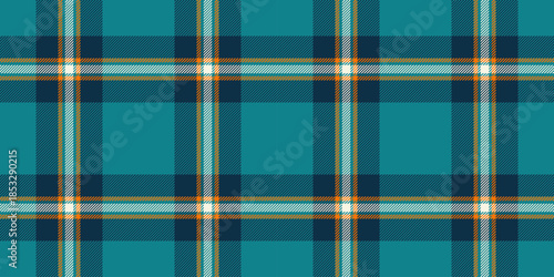 Romantic pattern texture background, layer vector plaid tartan. Workshop fabric seamless check textile in cyan and dark colors.