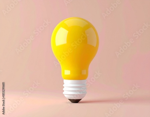 Vibrant yellow lightbulb design illuminating new ideas and innovation against a minimalist pink backdrop