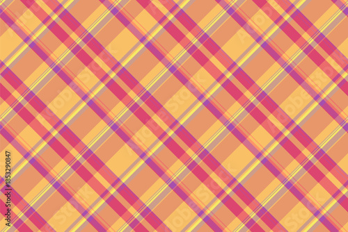 Graceful texture textile tartan, girly seamless pattern check. Naked background vector plaid fabric in orange and red colors.