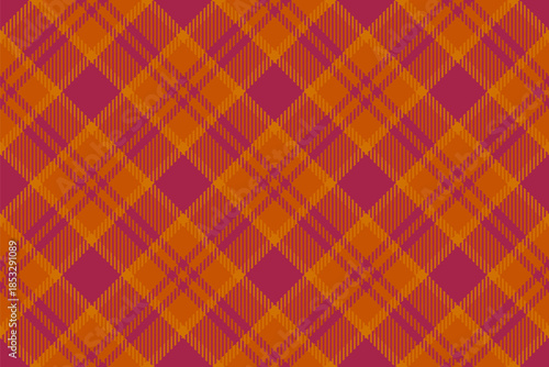 Classical texture plaid textile, japan pattern fabric background. Hotel seamless check tartan vector in orange and red colors.