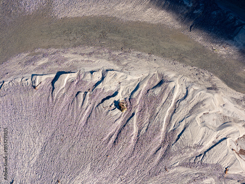 Bilde på lerret White Salt Flat Landscape With Textured Ridges and Mineral Deposits in BC, Canad