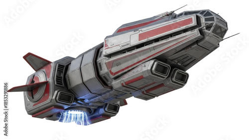 Schilderij op canvas Detailed spaceship PNG isolated on transparent background, futuristic spacecraft