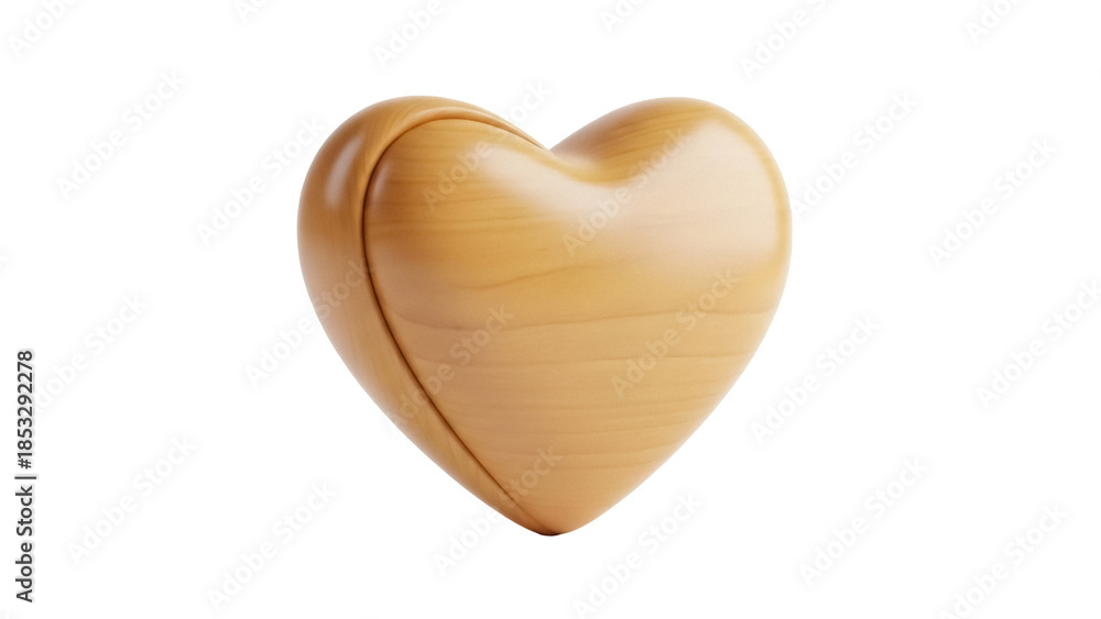 Fototapeta premium Wooden heart isolated PNG on transparent background, love symbol for Valentine s Day and romantic designs
