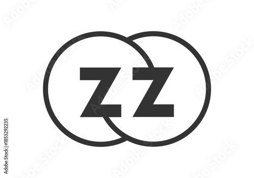 ZZ business company emblem with outline rounds and letters z z. Logo template of two merged circles for brand identity, logotype. Vector Infinity symbol