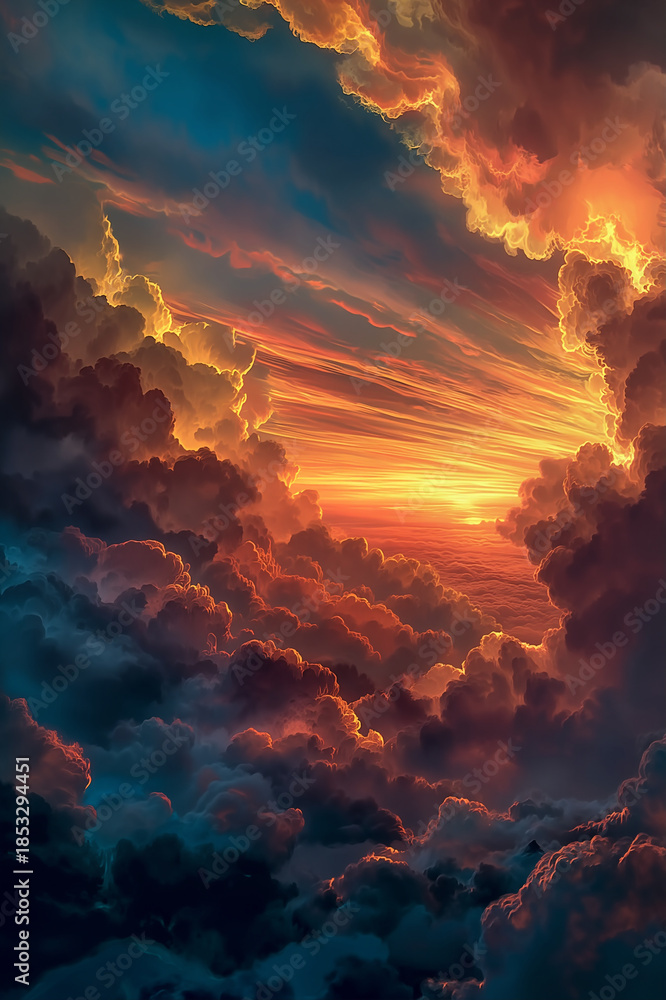 Fototapeta premium Celestial Conflagration. Generative AI 