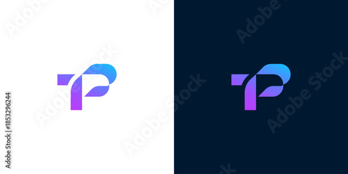 Modern abstract logo with intertwined 'T' and 'P' initials, featuring a vibrant gradient palette, ideal for contemporary branding, technology, or corporate identity development