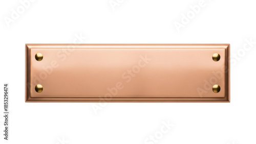 Cuadro en lienzo Blank copper metal plate isolated PNG, name tag with rivets for signage and labe