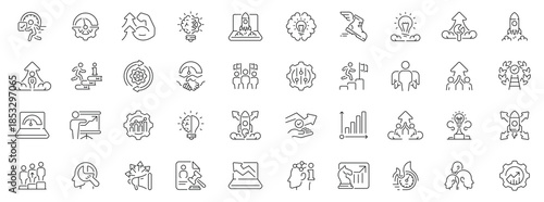 Progress and achievement icons set. line, editable line icons, growth, success symbols