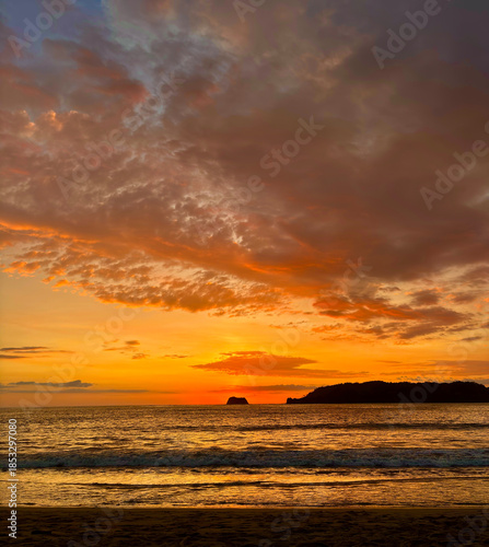 Dramatic Sunset Over Playa Carrillo Beach, Guanacaste, Costa Rica