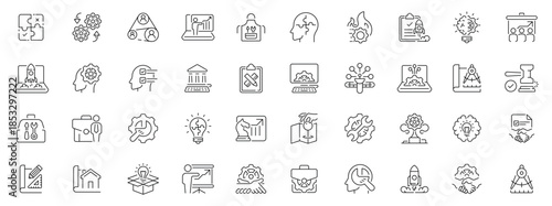 Operation icons set: editable line icons with outline style, symbols, editable stroke