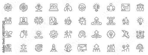 Upskill icons set. editable line icons for learning and development projects
