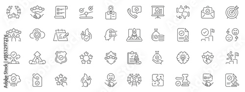 Business success icons set. editable line icons, linear, professional symbols
