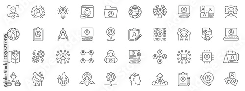 Member and community icons set. editable line icons, linear, social network graphics