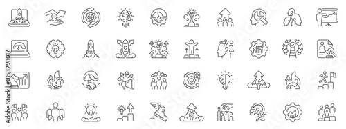 Upskill icons set. editable line icons for learning and development projects