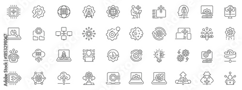 Software icons set. editable line icons, linear, app development and tech symbols
