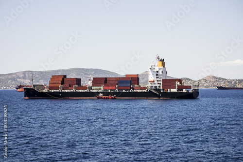 cargo ship in the Mediterranean Sea