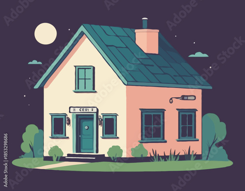 Illustration of a house with a 'Sold' sign representing real est