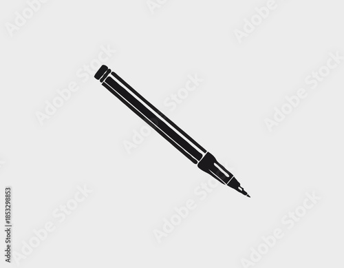 Monochrome illustration of a marker pen tool with visible ink st