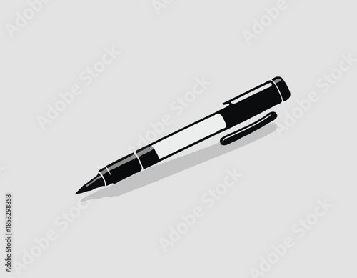 Monochrome illustration of a marker pen tool with visible ink st