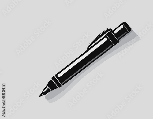 Monochrome illustration of a marker pen tool with visible ink st