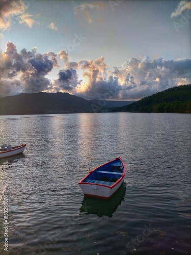 sunset colors in the Cantabrian coast in A Marina, Galicia, Spain
