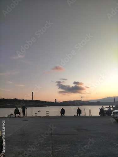 sunset colors in the Cantabrian coast in A Marina, Galicia, Spain