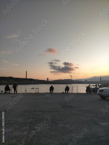 sunset colors in the Cantabrian coast in A Marina, Galicia, Spain