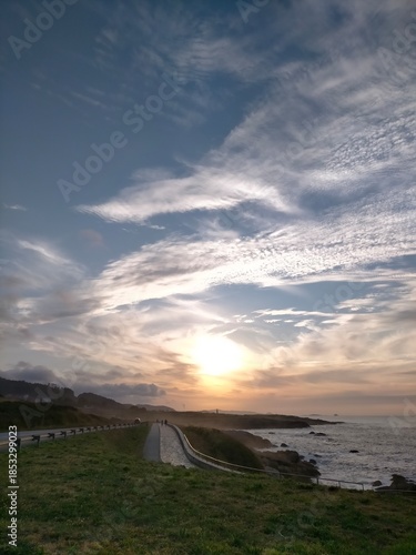 sunset colors in the Cantabrian coast in A Marina, Galicia, Spain