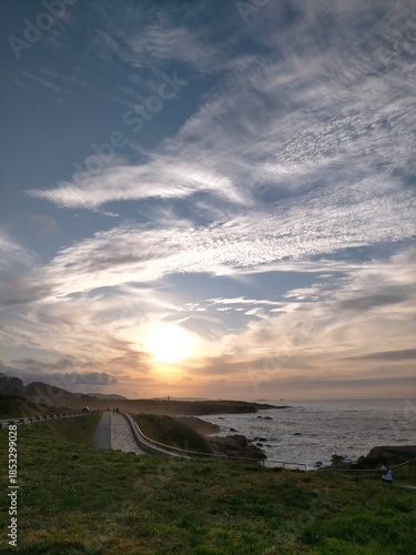 sunset colors in the Cantabrian coast in A Marina, Galicia, Spain