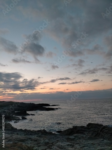 sunset colors in the Cantabrian coast in A Marina, Galicia, Spain
