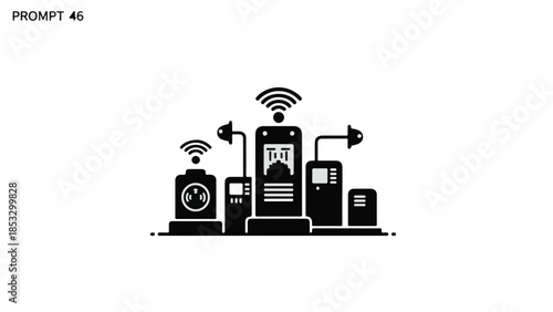 Smart home devices with Wi-Fi connection, modern technology and wireless communication concept, illustration