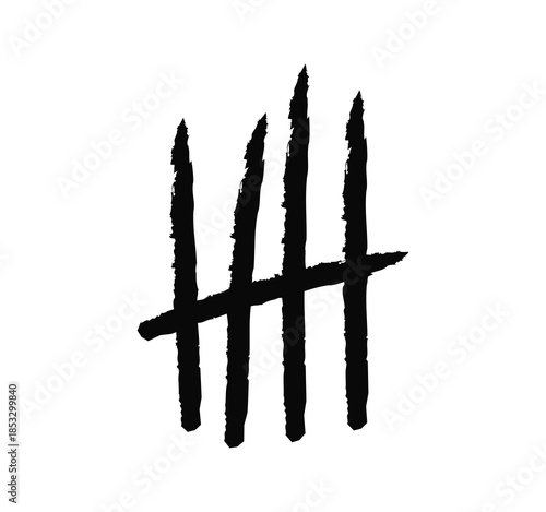 Hand drawn tally marks icon, simple counting and score tracking symbol for statistics, voting, record keeping and manual notation flat vector illustration.