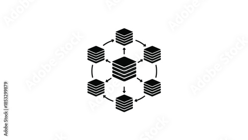 Network database concept with connected cubes, modern technology and data storage illustration