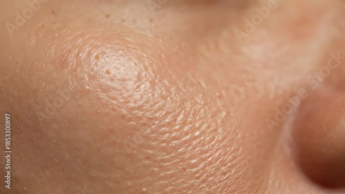 Oily skin with enlarged pores and fine wrinkles a macro dermatology and skincare concept