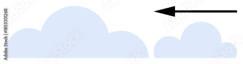 Cloud movement concept. Clouds with an arrow wind direction and atmospheric flow. Cloud movement is ideal for weather forecasting, meteorology, climate education, science visuals, aviation