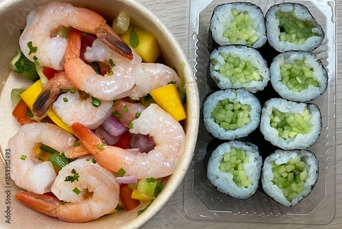 Gourmet Shrimp Ceviche with Cucumber Sushi Rolls