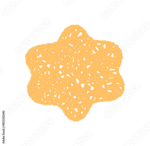 Groovy retro crayon burst shape with wavy lines and sketched border forms a playful doodle frame. Abstract chalk shading adds a y2k touch as trendy graphic element for creative background.