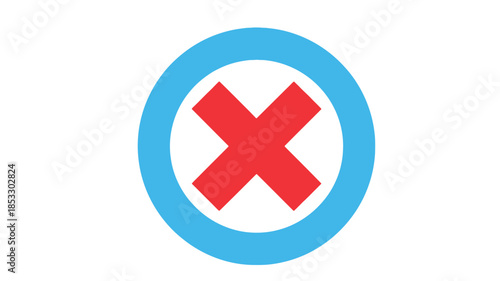 A blue circle with a prominent red x marking inside a clear prohibition symbol