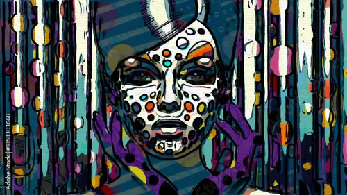 Hand Draw of Stylized Portrait of Fashionable Individuals in Retro Pop Art Style